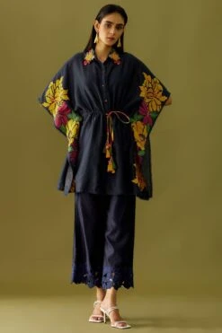 Chandrima Indigo Cutwork Straight Pants