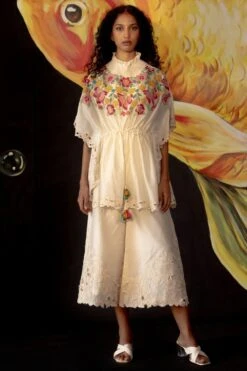 Chandrima Ivory Cutwork Culottes