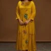 Half Full Curve Mustard Floral Embroidered Dress -Deals Toggora Store hfcmb017 1