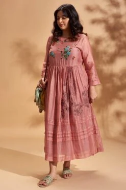 Half Full Curve Floral Cluter Dress With Gathers -Deals Toggora Store hfcsb011p 2