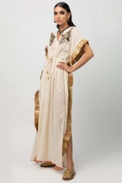 Heirloom By Rara Avis Drawstring Kaftan With Hamsa Motif Embellishments