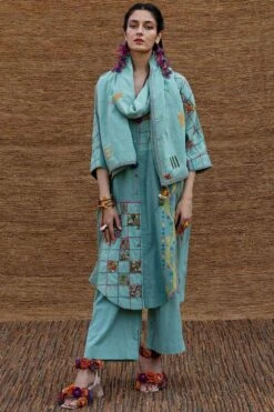 Sunira Designs Blue Embroidered Stole