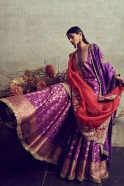 Jayanti Reddy Purple Banarasi Sharara Set