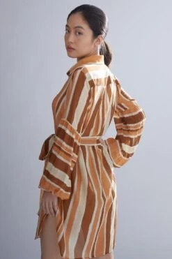 KoAi Chanderi Silk Striped Shirt Dress -Deals Toggora Store kofw20012 3