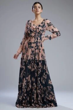 KoAi Chiffon Pink & Teal Floral Dress -Deals Toggora Store koss2013 2