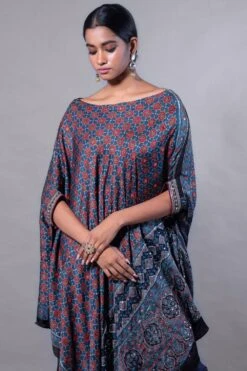 Prahnaaya Bue Ajrakh Embroidered Kaftan Set 8 Prahnaaya Bue Ajrakh Embroidered Kaftan Set -Deals Toggora Store mdd1st 3