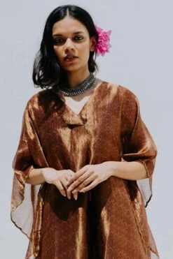 Mimamsaa Rose Gold Tissue Silk Kaftan -Deals Toggora Store mim01404 3