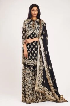 Nakul Sen Black Embroidered Sharara Set