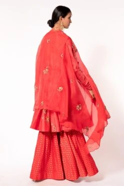 Petticoat Lane By Divya Pink Floral Embroidered Sharara & Cape Set -Deals Toggora Store pl0705 4