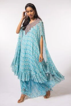 Petticoat Lane By Divya Printed Blue Kaftan Set
