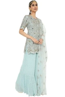 Payal Singhal Powder Blue Georgette Embroidered Sharara Set -Deals Toggora Store ps kp0079 3