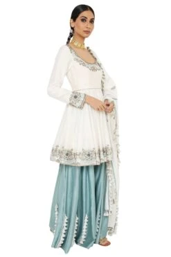 Payal Singhal Off White & Blue Silkmul Sharara Set -Deals Toggora Store ps ks0011 a 3