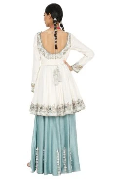 Payal Singhal Off White & Blue Silkmul Sharara Set -Deals Toggora Store ps ks0011 a 5