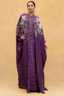 Rajdeep Ranawat Purple Floral Printed Kaftan