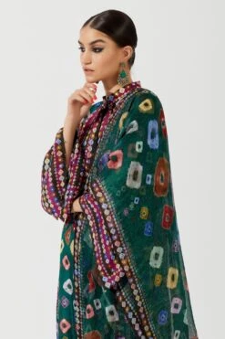 Rajdeep Ranawat Emerald Green Printed Kota Silk Stole -Deals Toggora Store rr 1132 2