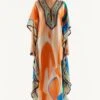 Rajdeep Ranawat Orange V Neck Printed Kaftan -Deals Toggora Store rr 1151 1