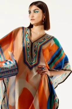 Rajdeep Ranawat Orange V Neck Printed Kaftan 10 Rajdeep Ranawat Orange V Neck Printed Kaftan -Deals Toggora Store rr 1151 4