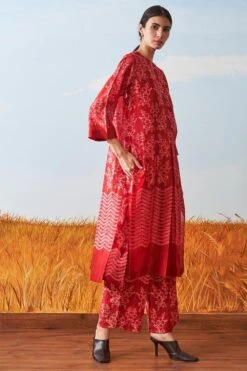 Ikai Red Shibori Drawstring Pants