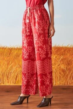 Ikai Red Shibori Drawstring Pants -Deals Toggora Store sh pnt 2137r 3