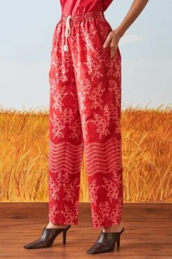 Ikai Red Shibori Drawstring Pants -Deals Toggora Store sh pnt 2137r 4