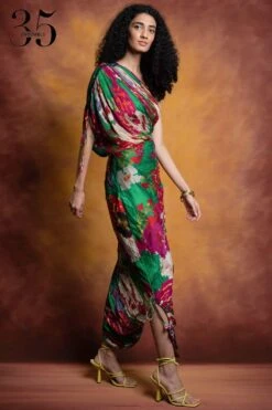 Saaksha & Kinni Green Floral Printed & Micro Pleated Sari Dress -Deals Toggora Store sk 229sk30 3