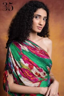 Saaksha & Kinni Green Floral Printed & Micro Pleated Sari Dress -Deals Toggora Store sk 229sk30 4