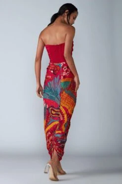 Saaksha & Kinni Pink Abstract Avian Printed Sari Dress -Deals Toggora Store sk070925 2