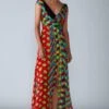 Saaksha & Kinni Leheriya Print V-neck Dress -Deals Toggora Store sk070938 1
