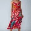 Saaksha & Kinni Pink Abstract Avian Printed Strappy Dress -Deals Toggora Store sk070996 1