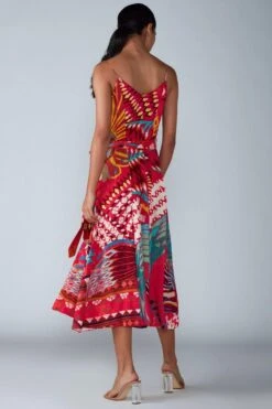 Saaksha & Kinni Pink Abstract Avian Printed Strappy Dress -Deals Toggora Store sk070996 2