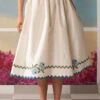 Ikai Ivory Midi Skirt With Floral Applique Details