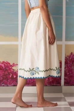 Ikai Ivory Midi Skirt With Floral Applique Details 7 Ikai Ivory Midi Skirt With Floral Applique Details -Deals Toggora Store skt3132 3