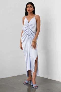 431-88 By Shweta Kapur Blue Satin Slip Dress