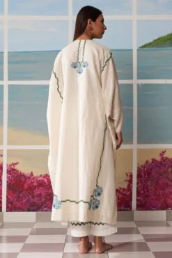 Ikai Ivory Kaftan With Applique Details -Deals Toggora Store tmk3106 3
