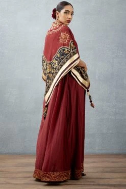 Torani Burgundy Bhagalpuri Printed Scarf -Deals Toggora Store tr 1309tg27 4