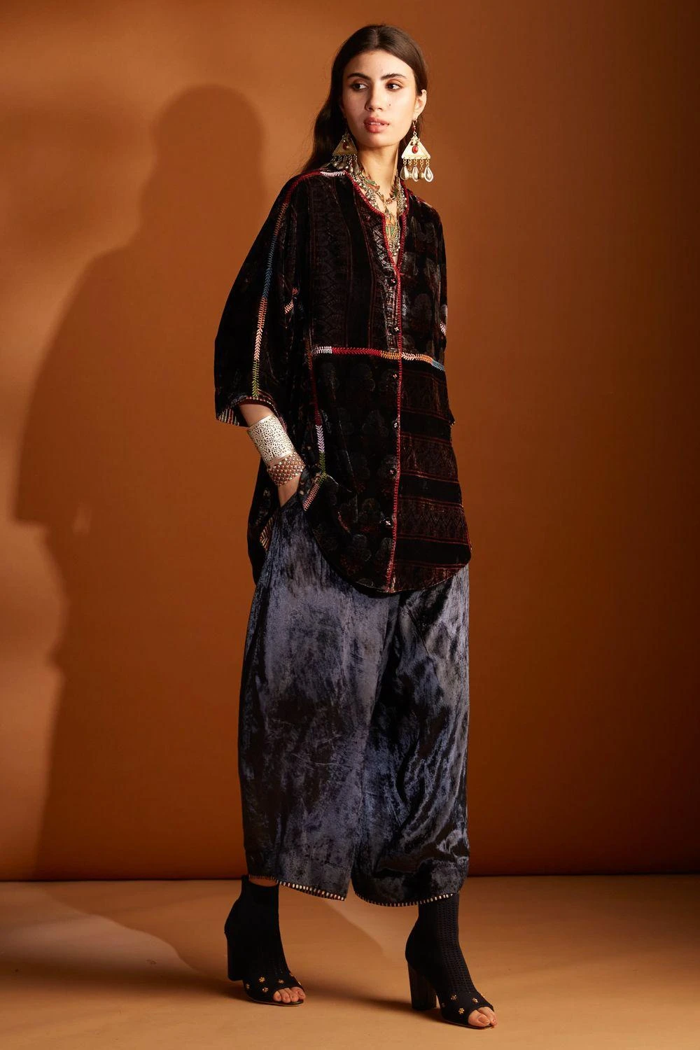 Sunira Designs Hand-block Printed Velvet Cowl Pants 4 Sunira Designs Hand-block Printed Velvet Cowl Pants - Image 2