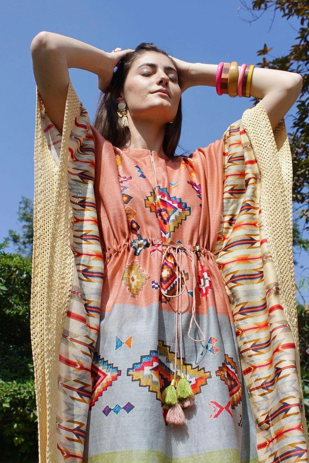 Varun Bahl Pret Kilim Pattern Drawstring Kaftan 4 Varun Bahl Pret Kilim Pattern Drawstring Kaftan - Image 2