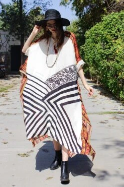 Varun Bahl Pret Ivory Striped Short Kaftan