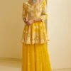Varun Bahl Yellow Sharara Set With Threadwork Embroidery -Deals Toggora Store vbss21rnsh 08 1