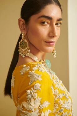 Varun Bahl Yellow Sharara Set With Threadwork Embroidery -Deals Toggora Store vbss21rnsh 08 5
