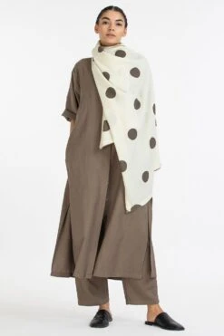 Three Merino Wool Polka Dotted Scarf